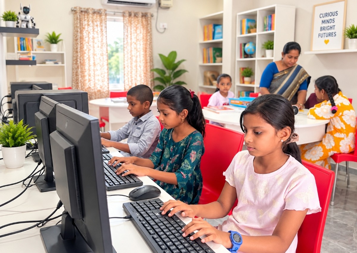 Students learning in Falcon School Computer Lab